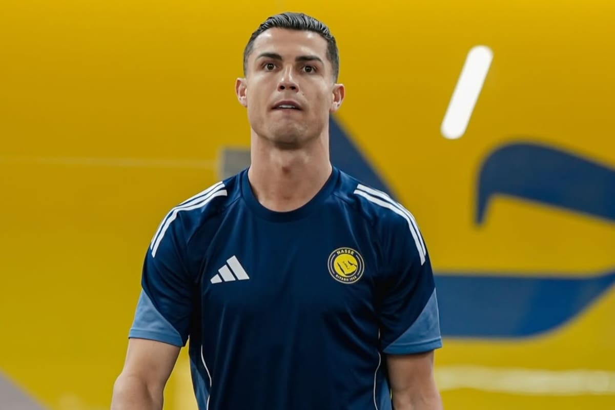 Cristiano Ronaldo durante el entrenamiento de hoy con Al Nassr, antes de que se confirmara su lesión
