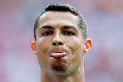 Cristiano Ronaldo saca la lengua en el partido que Portugal le ganó a Marruecos
