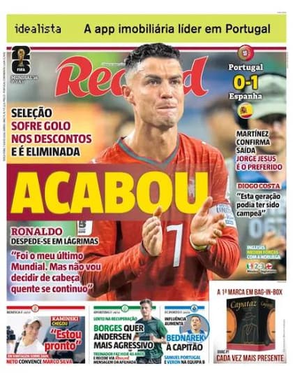 Cristiano Ronaldo y la reacción de los diarios de Portugal a su último partido en un Mundial.
