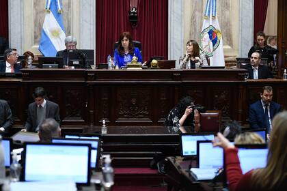 Cristina Fernández de Kirchner presidiendo una sesión del Senado