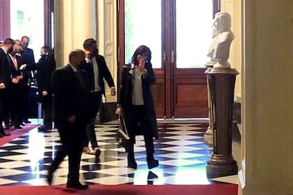 Cristina Kirchner al llegar a la Casa Rosada