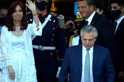 Cristina Kirchner, Alberto Fernández y Sergio Massa, en la apertura de sesiones del año pasado