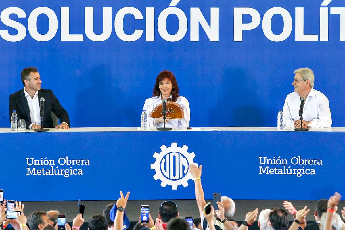 Cristina Kirchner durante el acto de la UOM