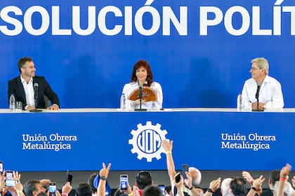 Cristina Kirchner durante el acto de la UOM