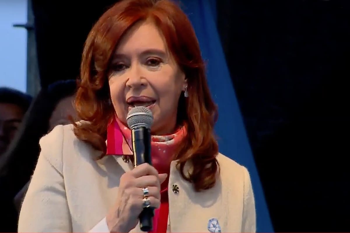 Cristina Kirchner durante el acto en Merlo