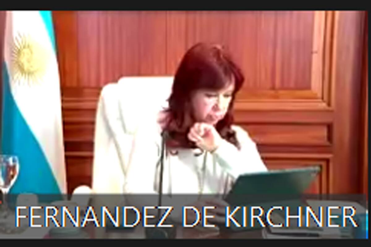 Cristina Kirchner durante el zoom por la causa vialidad