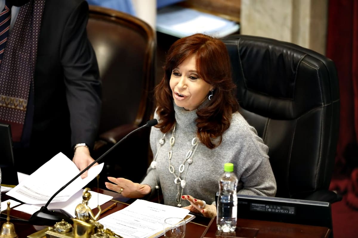 Cristina Kirchner durante la sesión del Senado del 11 de junio de 2020