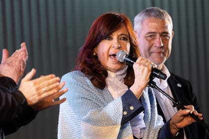 Cristina Kirchner  en el acto de la CTA, donde se distanció de la política económica del Gobierno