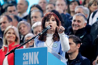 Cristina Kirchner, en el acto del 25 de mayo; un día antes había sido beneficiada en la causa denominada ruta del dinero K