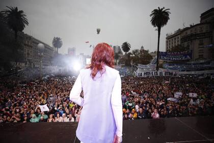 Cristina Kirchner en el acto del jueves en Plaza de Mayo