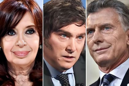 Cristina Kirchner, Javier Milei y Mauricio Macri