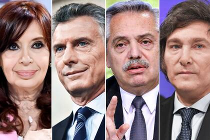 Cristina Kirchner, Mauricio Macri, Alberto Fernández y Javier Milei