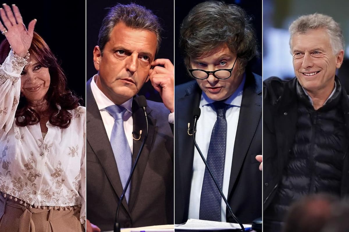 Cristina Kirchner, Sergio Massa, Javier Milei y Mauricio Macri