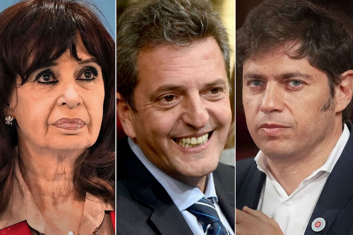 Cristina Kirchner, Sergio Massa y Axel Kicillof, referentes de los principales grupos internos de Fuerza Patria