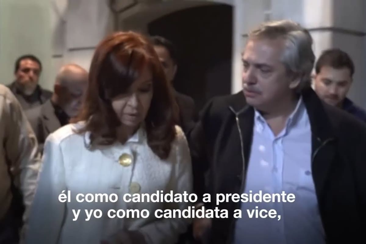 Cristina Kirchner y Alberto Fernández, en una captura del video que sirvió de anuncio para la fórmula presidencial en 2019