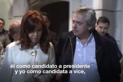 Cristina Kirchner y Alberto Fernández, en una captura del video que sirvió de anuncio para la fórmula presidencial en 2019