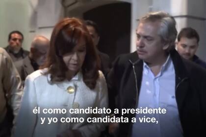Cristina Kirchner y Alberto Fernández, en una captura del video que sirvió de anuncio para la fórmula presidencial en 2019