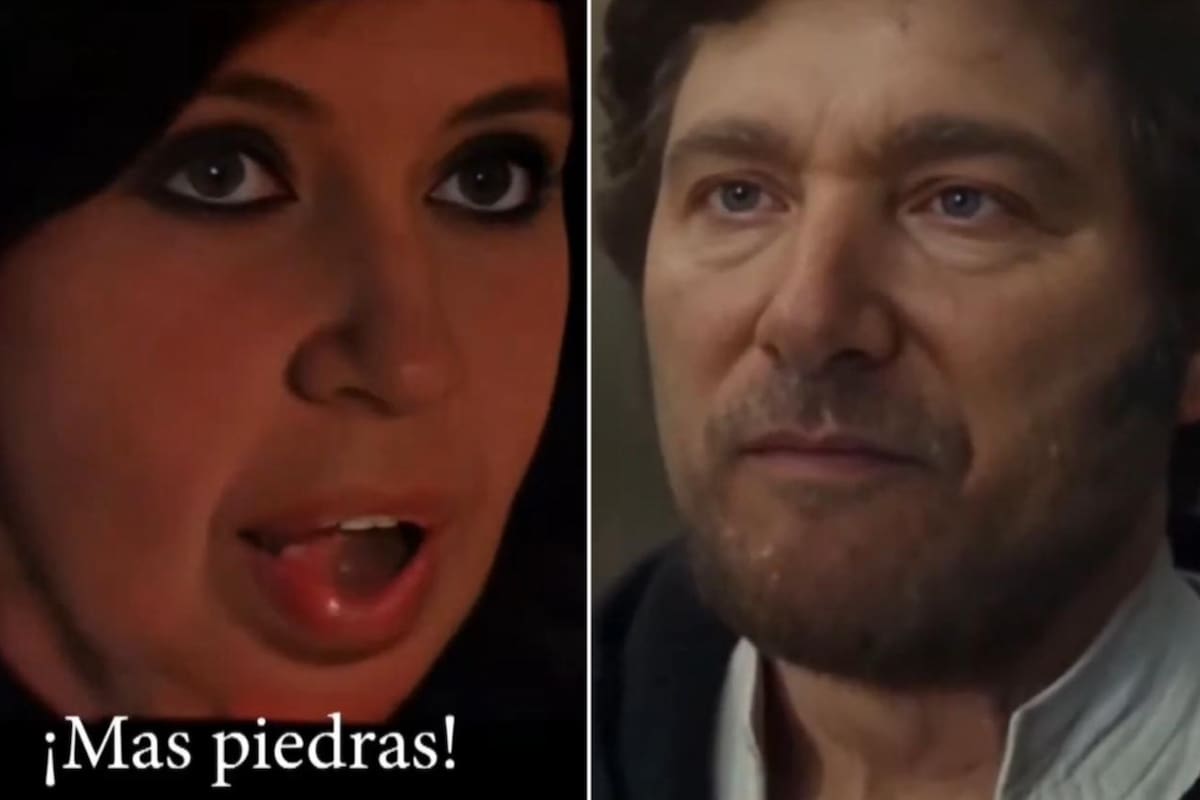 Cristina Kirchner y Javier Milei como Kylo Ren y Luke Skywalker, respectivamente, de la película Star Wars: el último jedi