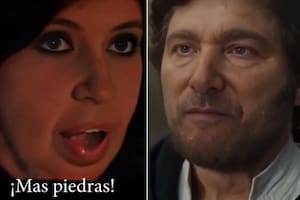 Cristina Kirchner y Javier Milei como Kylo Ren y Luke Skywalker, respectivamente, de la película Star Wars: el último jedi