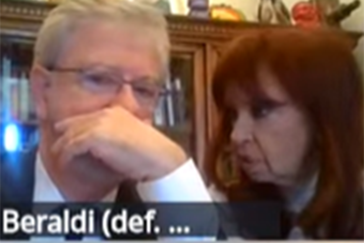 Cristina Kirchner y su abogado Carlos Beraldi en el zoom del juicio por la causa de los Cuadernos de las Coimas