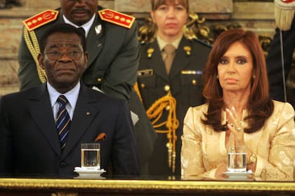 Cristina y Obiang, en 2008, cuando la presidenta le habló sobre la situación de los derechos humanos en Guinea Ecuatorial