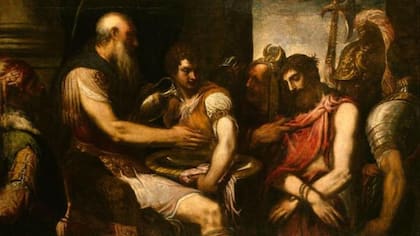 Cristo ante Pilato, a mediados del siglo XVI, por Andrea Schiavone