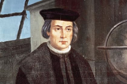 Cristóbal Colón (1451-1506), retrato de JoséChristopher Columbus (1451-1506): portrait by Jose Roldan, monastery of La Rabida, Andalusia. Photograph: Alamy