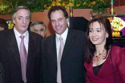 Cristóbal López, junto a Néstor y Cristina Kirchner