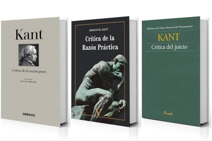 Crítica de la razón pura, Crítica de la razón práctica y Crítica del juicio, obras de Kant