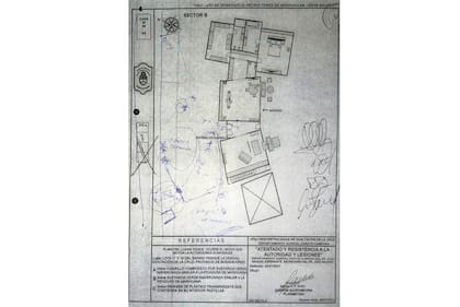 El croquis que se hizo en base a la declaración de la oficial Vanesa Flores