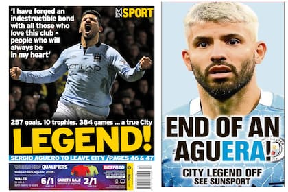 Cuando anunció su partida del City, los medios británicos homenajearon a Sergio Agüero