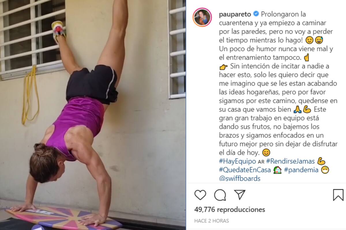Cuando no está en el hospital, Paula Pareto se entrena en la casa, de la manera que sea