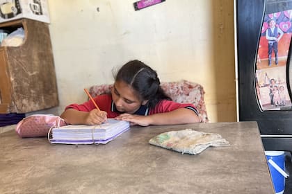 Cuando vuelve de la escuela, Milagros se pone a hacer la tarea. Su sueño, es ser profesora de Lengua o de Química