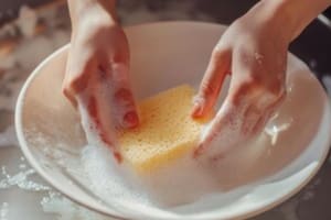 Cuándo y cómo desinfectar la esponja de lavar los platos, según una experta
