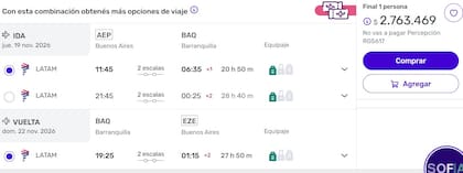 Cuánto cuesta viajar de Buenos Aires a Barranquilla