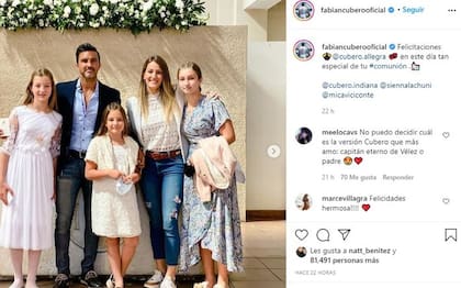 Cubero y Viciconte junto a las hijas del deportista. Fuente: Instagram
