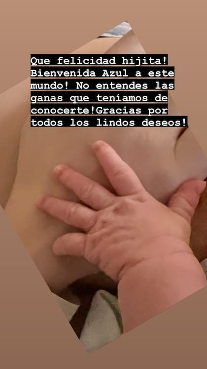 Dalma Maradona anunció el nacimiento de su hija Azul este domingo.