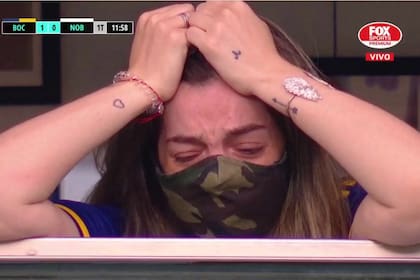 Dalma Maradona, en el palco de la Bombonera, se quebró luego de la dedicatoria del primer gol de Boca