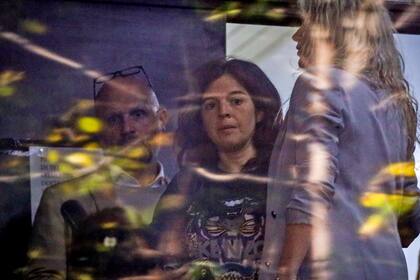 Dalma Maradona en los tribunales de San Isidro donde está declarando su hermana Gianinna