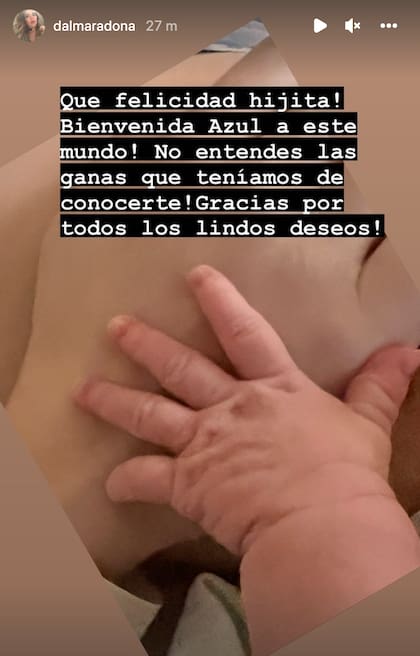 Dalma Maradona le dio la bienvenida a su hija Azul