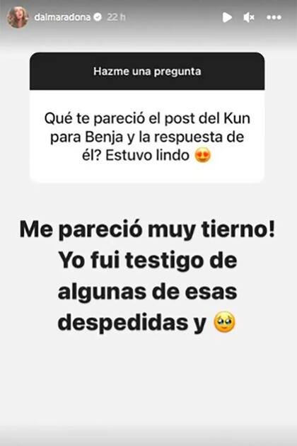 Dalma Maradona reaccionó al posteo del Kun Agüero