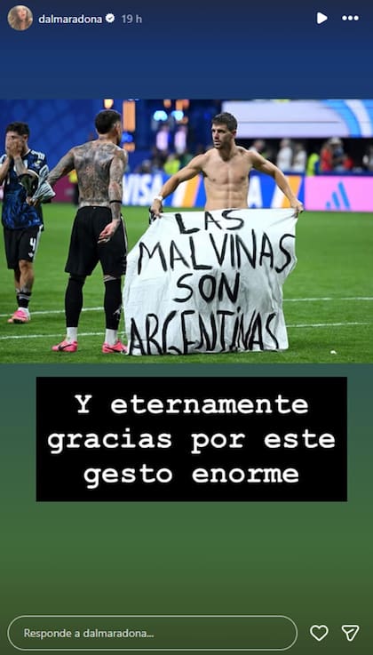 Dalma también aprovechó para recordar el homenaje de los jugadores a las Malvinas