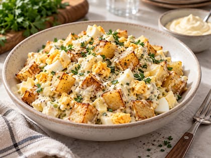 Damián Betular reveló su truco para preparar una ensalada de papa y huevo (Foto: imagen ilustrativa con IA)