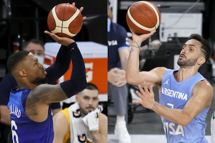 Damian Lillard (Portland y Estados Unidos) y Facundo Campazzo (Denver y Argentina), del duelo en la primera rueda de los playoffs de la NBA al amistoso antes de Tokio 2020