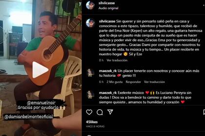 Damián se mostró cantando con su guitarra nueva (Foto Instagram @silviicasse)