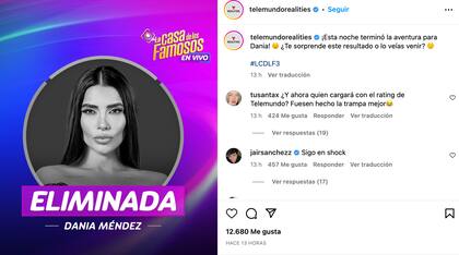 Dania Méndez es la eliminada de La casa de los famosos