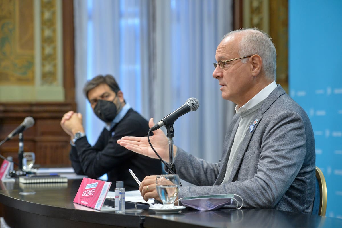 Daniel Gollán y Carlos Bianco en conferencia de prensa esta mañana