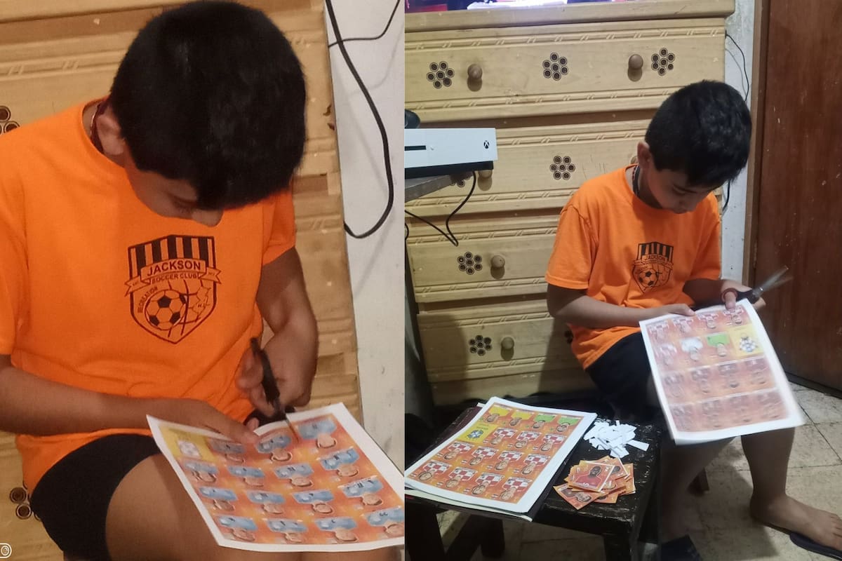 Daniel imprimió las hojas de los equipos a color y se las regaló a su hijo.