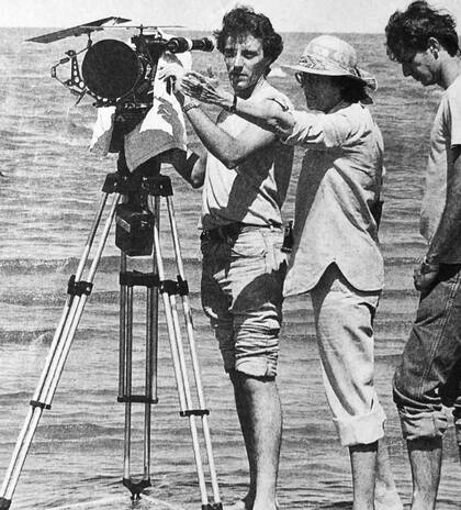 Daniel Karp y María Luisa Bemberg durante la filmación de "Camila"