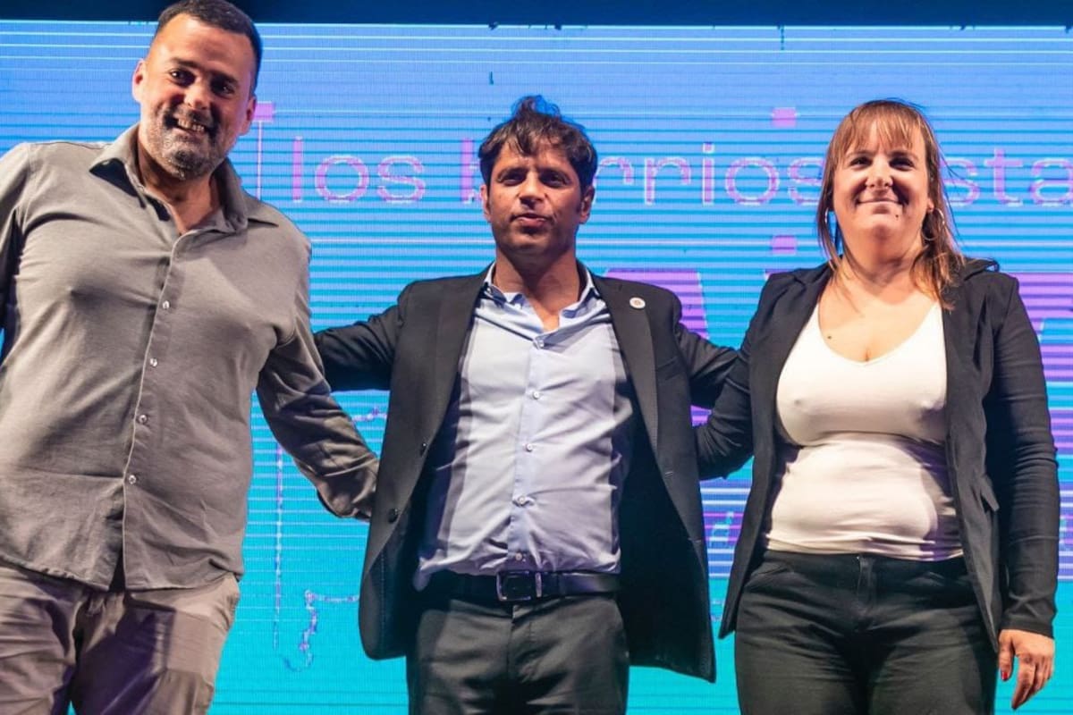 Daniel Menendez con Axel Kicillof y Natalia Souto.